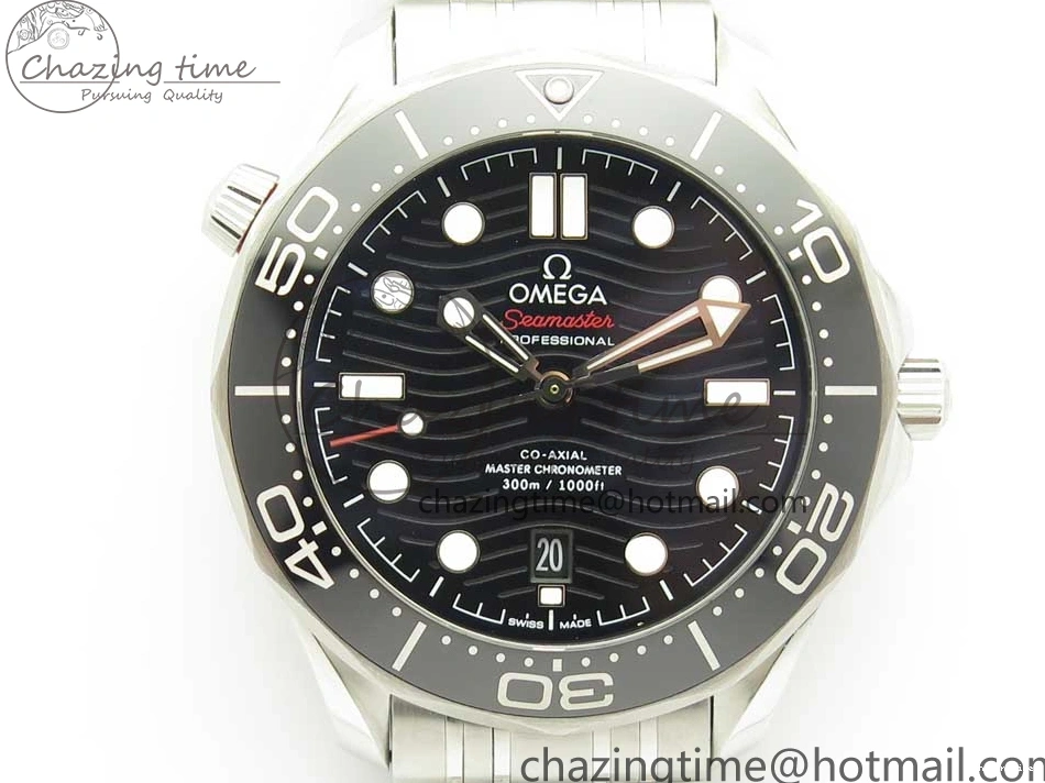 0524 2018 Seamaster Diver 300M OMF Best Edition Black Ceramic Black Dial on SS Bracelet A8800 (Black Balance Wheel) Breathable 7959